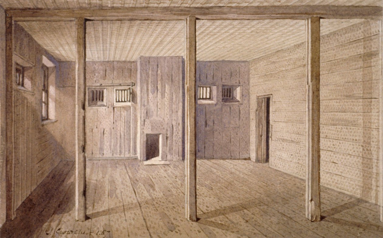 Vista interior da Prisão White Lyon, Borough High Street, Southwark, Londres, 1887 de John Crowther
