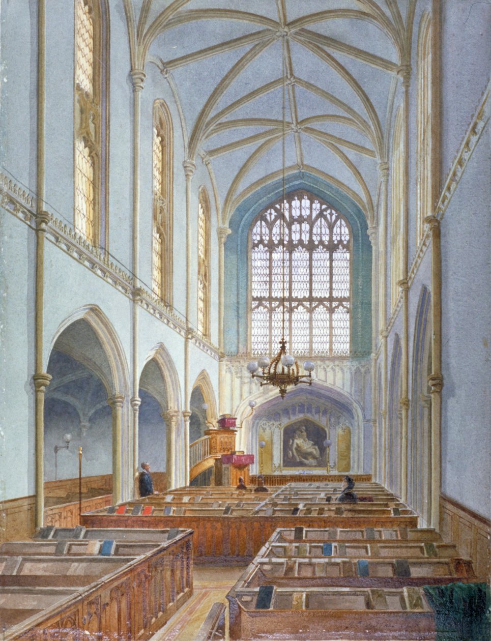 Vista interior de uma igreja protestante francesa em St Martin