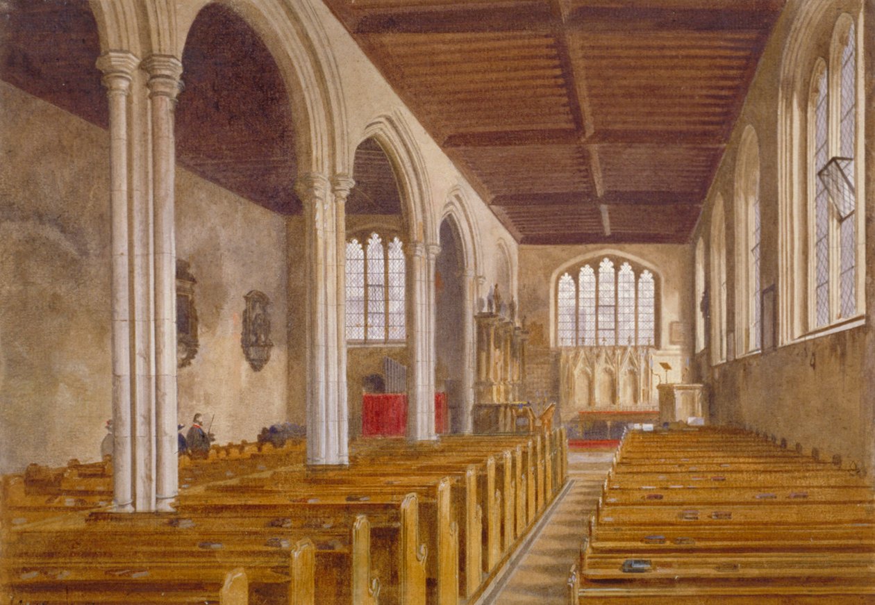 Vista interior da Capela de São Pedro ad Vincula, Torre de Londres, Stepney, Londres, 1883 de John Crowther