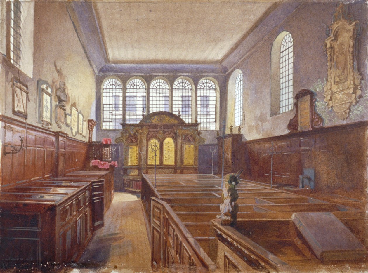 Vista interior da Igreja de São Mateus, Friday Street, City of London, 1881 de John Crowther