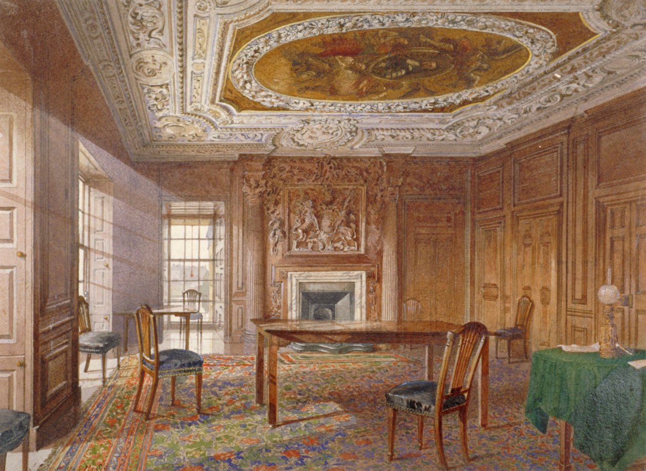 Vista interior do Oak Room, New River Head, Finsbury, Londres, 1886 de John Crowther