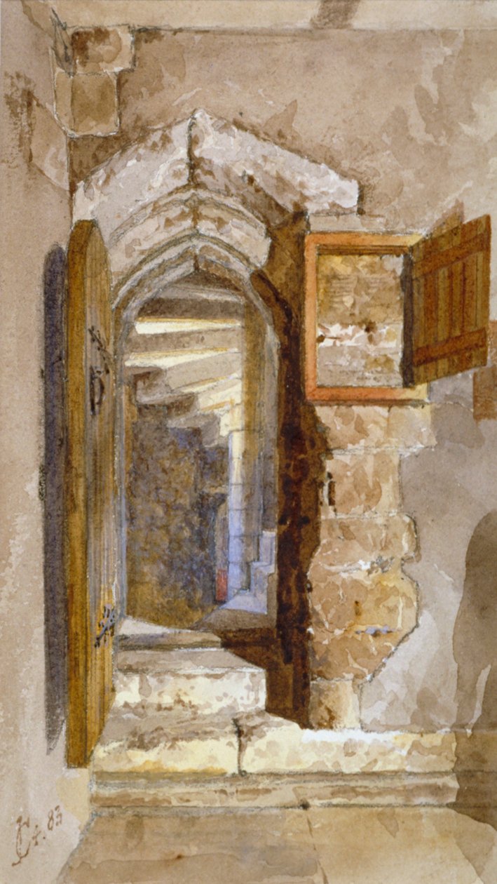 Vista interior da Salt Tower dentro da Torre de Londres, 1883 de John Crowther