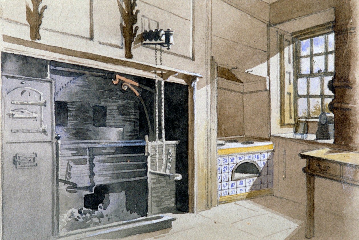 Cozinha e forno holandês, no 21 Austin Friars Street, City of London, 1885 de John Crowther