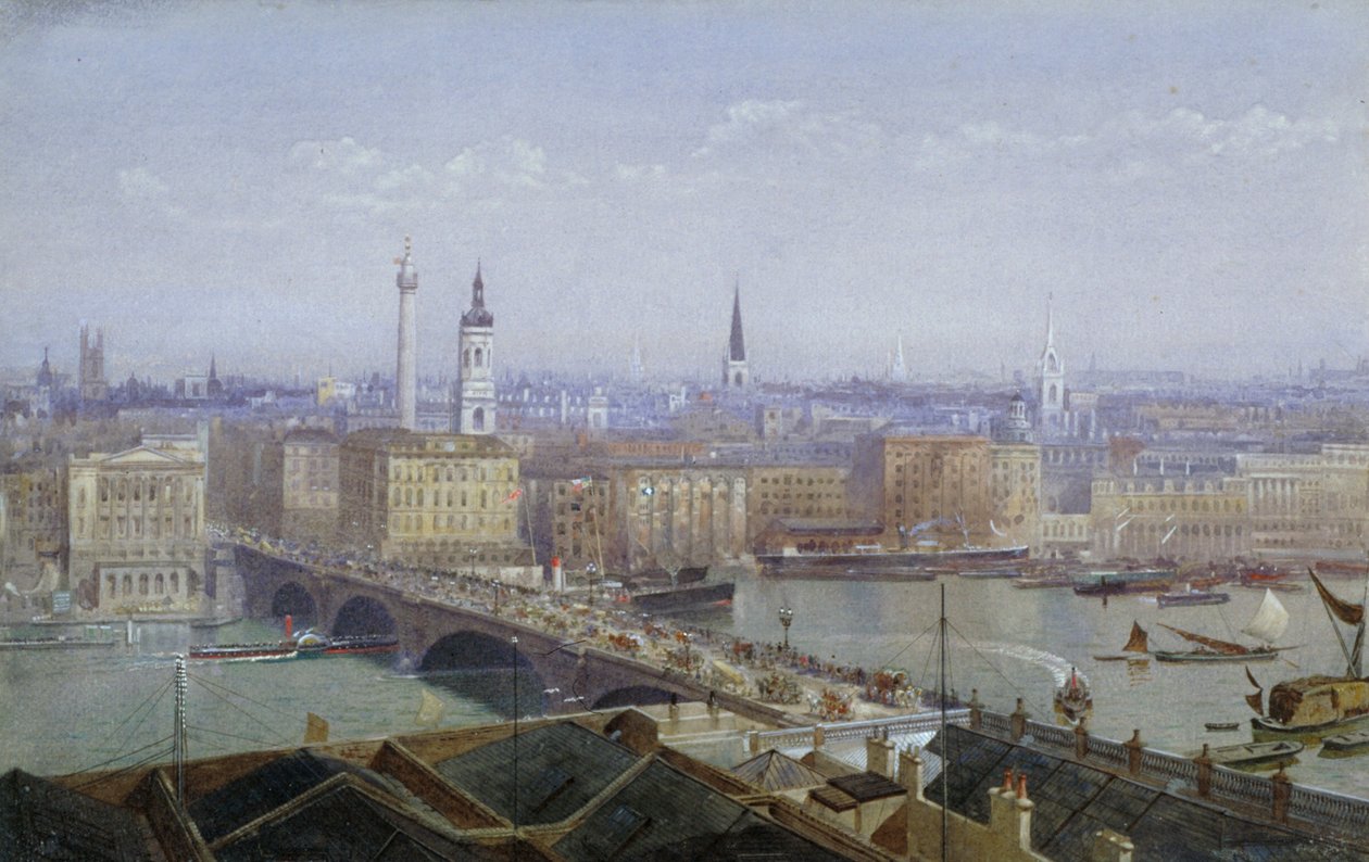 Ponte de Londres e a cidade de Londres, 1892 de John Crowther