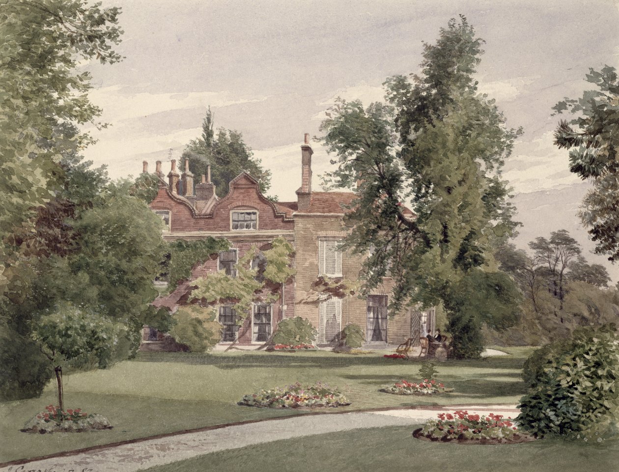 Vista lateral da casa de Raleigh, Brixton Hill, Lambeth, 1887 de John Crowther