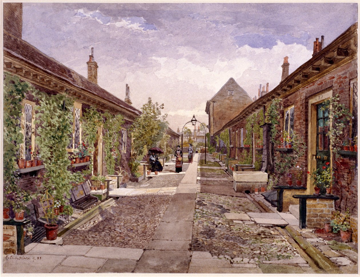 Almshouses de Skinners, Mile End Road, Stepney, Londres, 1883 de John Crowther