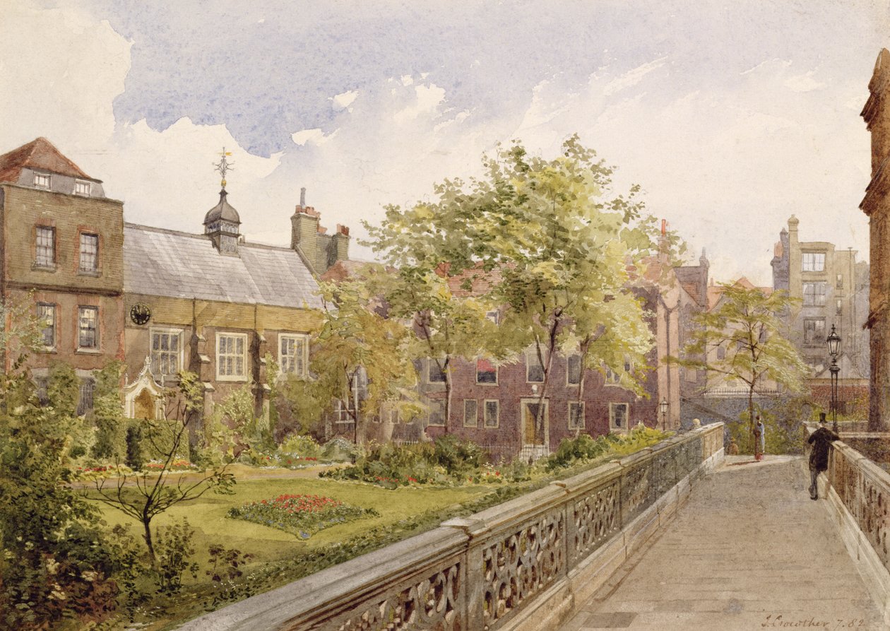 Staple Inn Hall do jardim, 1882 de John Crowther