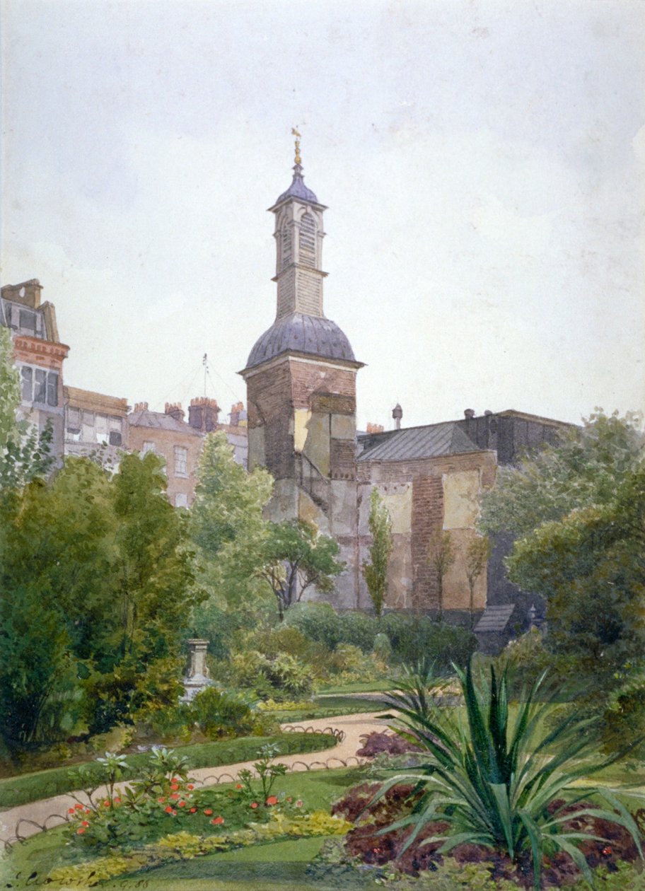 A torre da Igreja de St Botolph, Aldersgate, Cidade de Londres, 1886 de John Crowther
