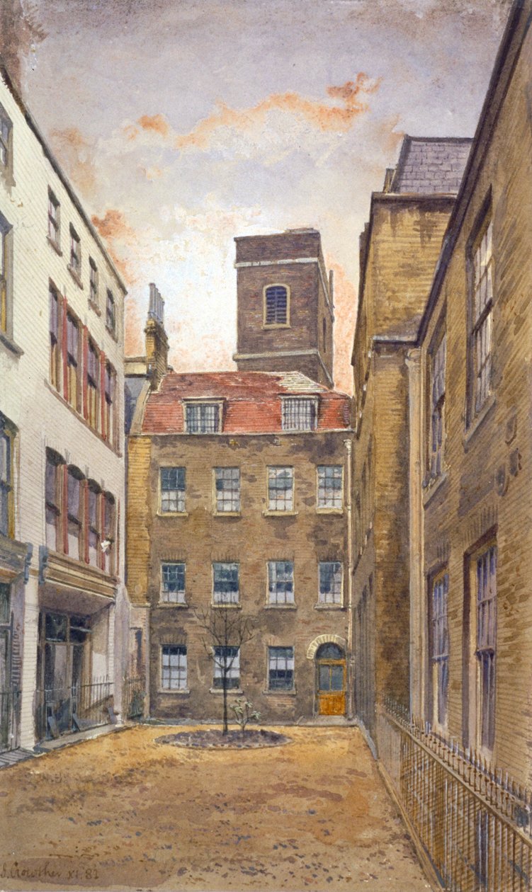 Torre da Igreja de São Mateus, Friday Street, vista de Fountain Court, Londres, 1882 de John Crowther