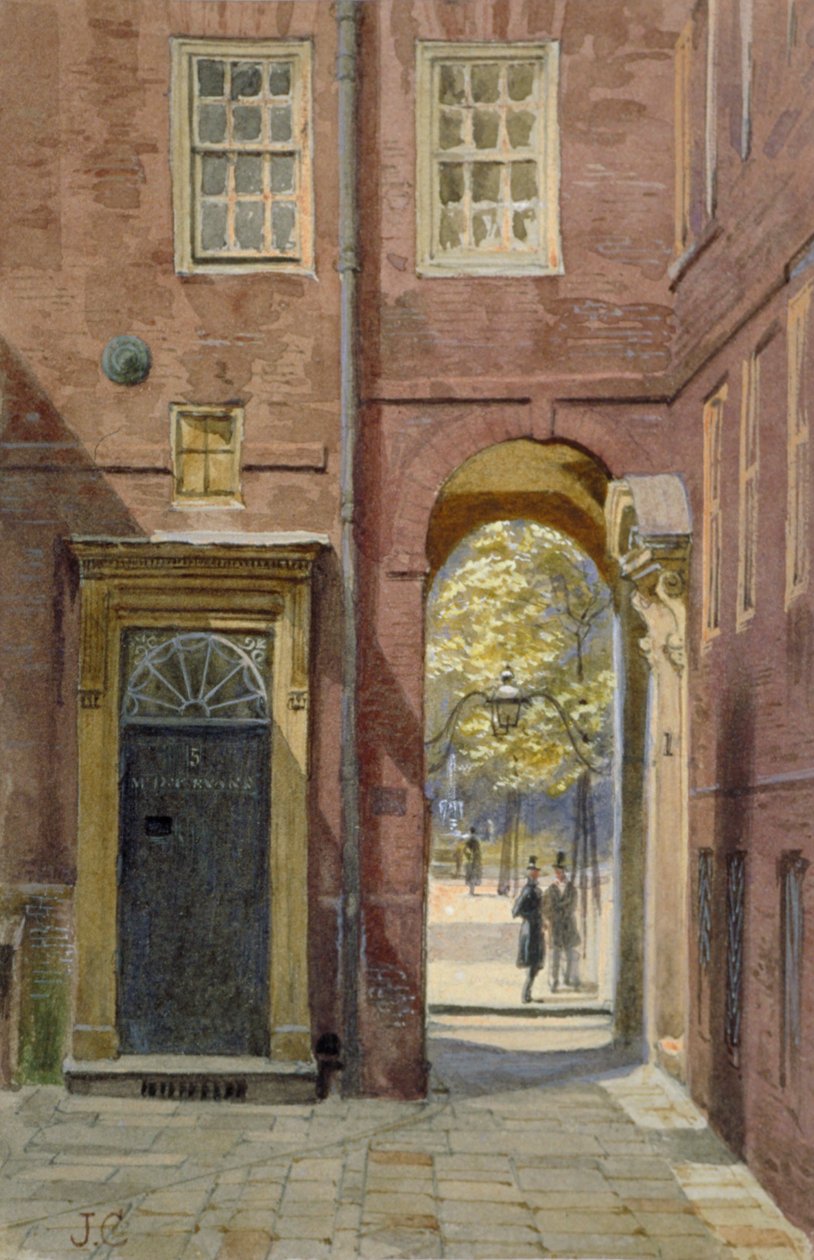 Vista de Elm Court, Inner Temple olhando para Middle Temple, Londres, c1880 de John Crowther