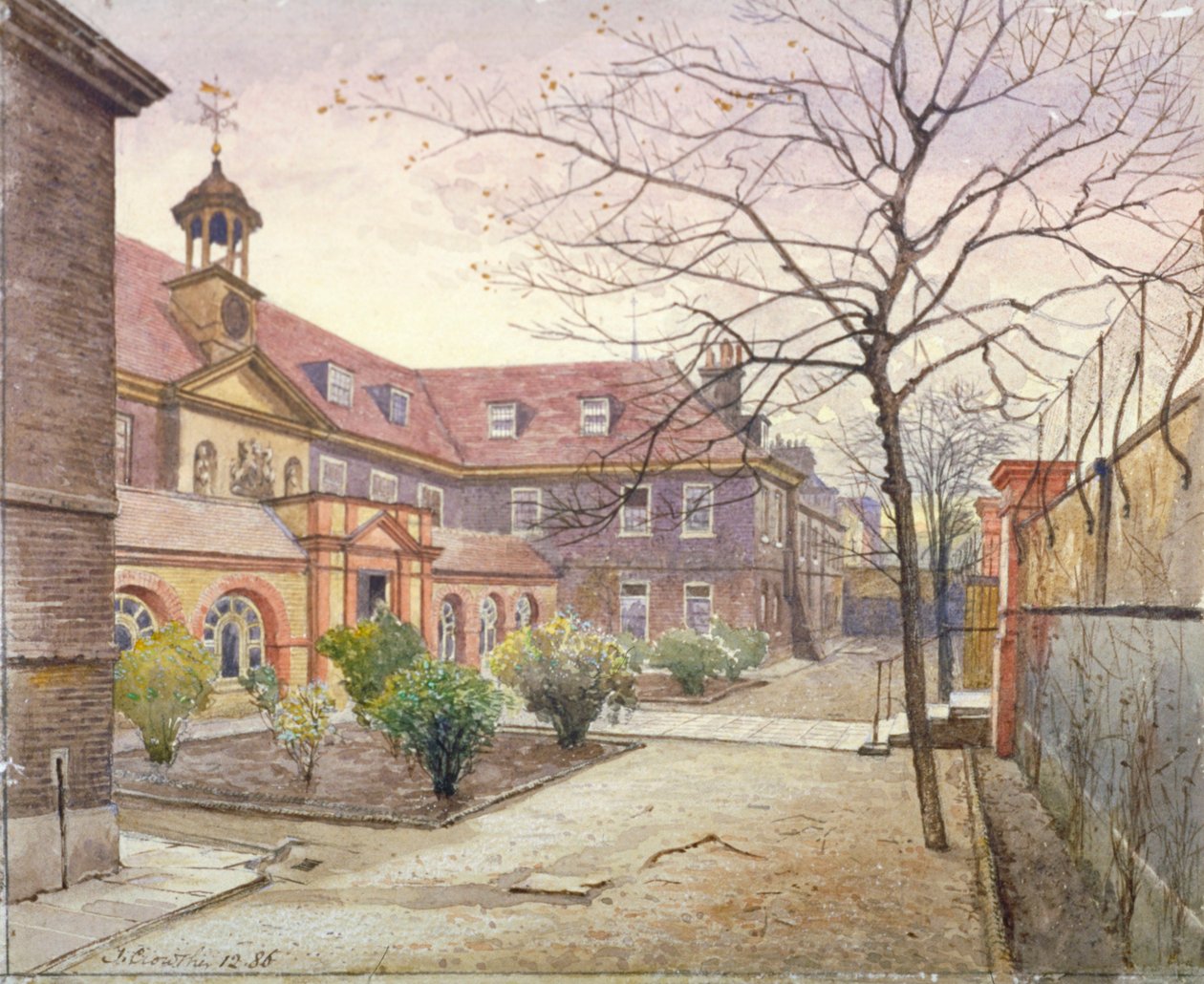 Vista do Grey Coat Hospital, Greycoat Place, Westminster, Londres, 1886 de John Crowther