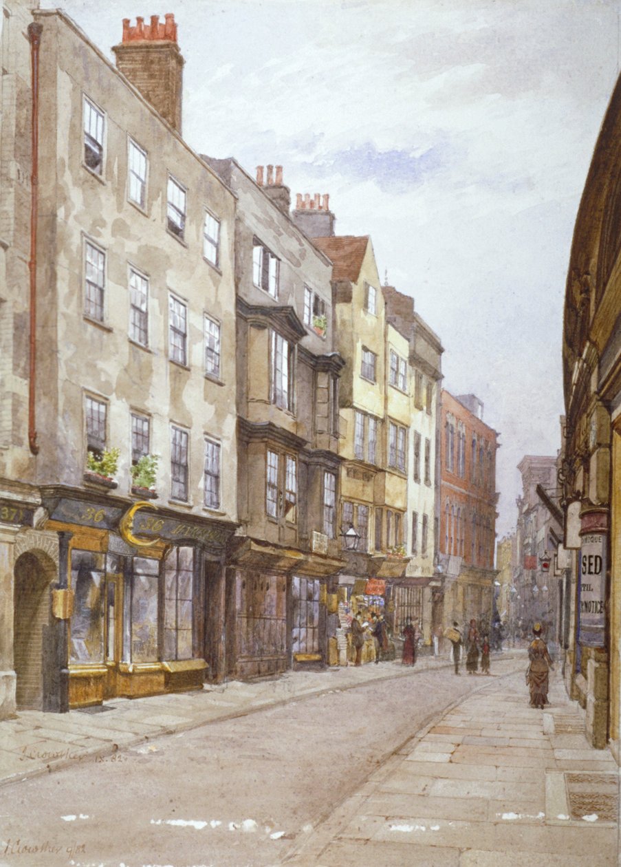 Vista da Hollywell Street olhando para o oeste, Westminster, Londres, 1882 de John Crowther