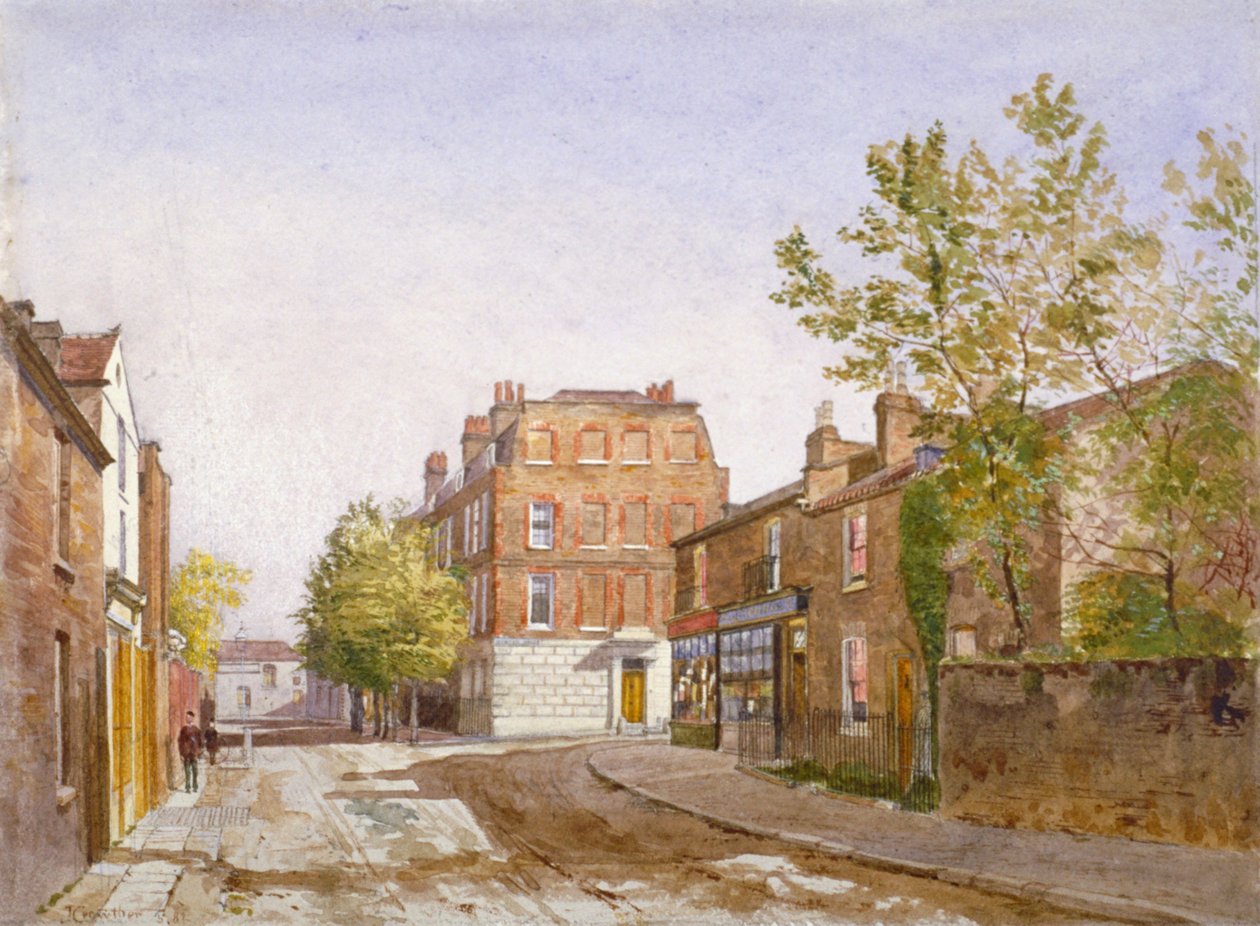 Vista da Mawson House, Chiswick Lane, Chiswick, Londres, 1882 de John Crowther
