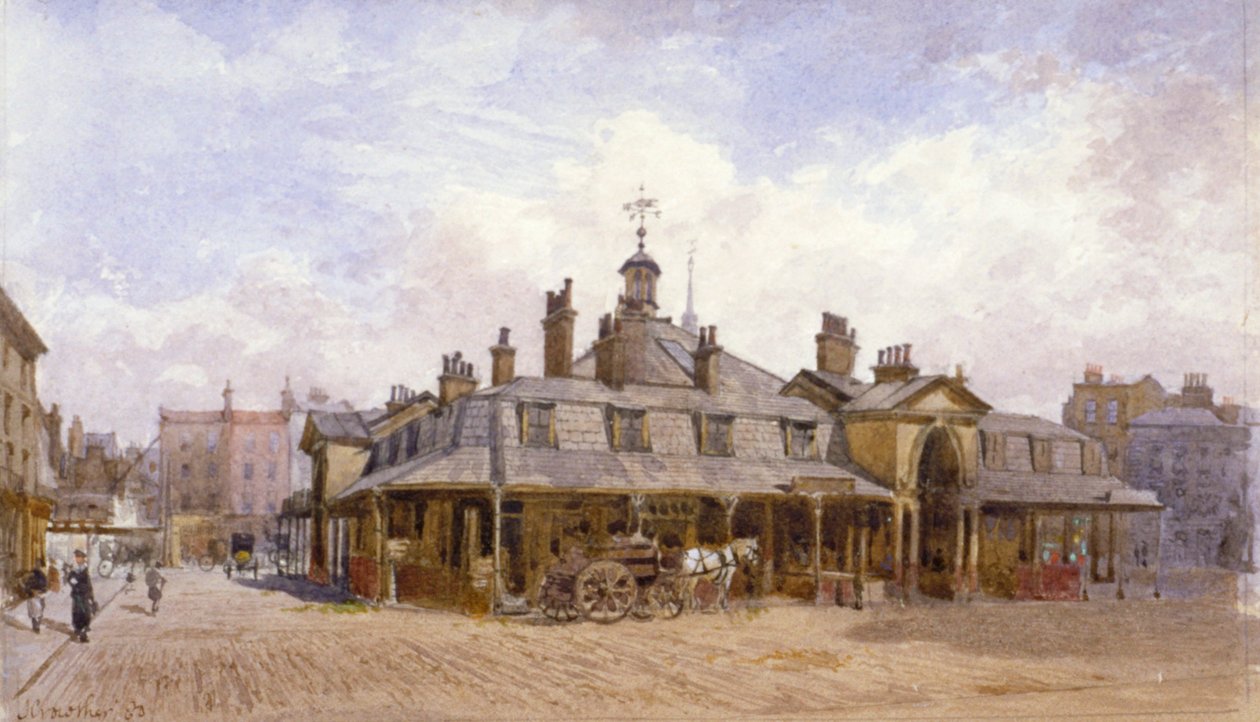 Vista do mercado de Oxford, St Marylebone, Westminster, Londres, c1880 de John Crowther