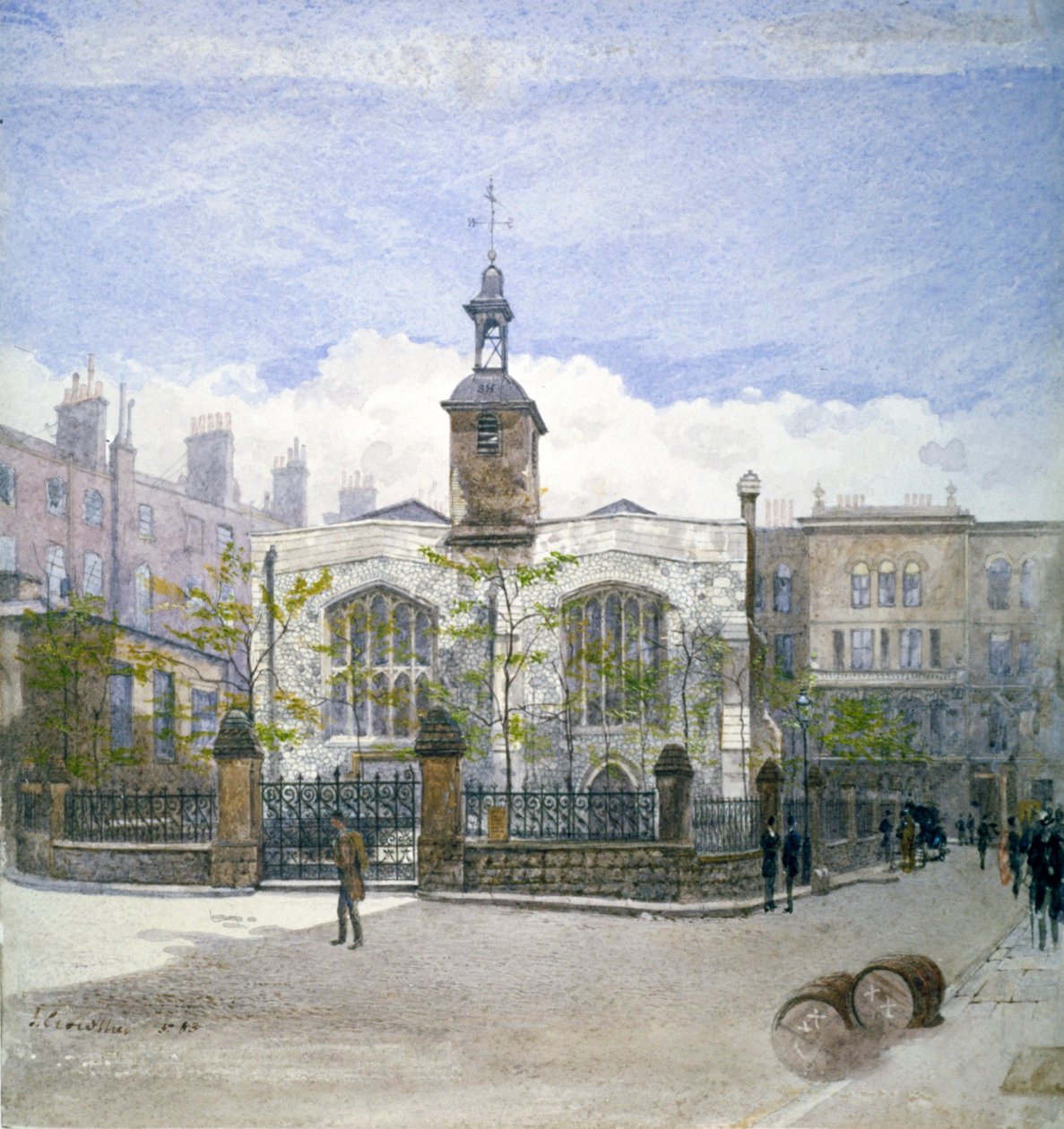 Vista da Igreja de Santa Helena, Bishopsgate, Cidade de Londres, 1883 de John Crowther