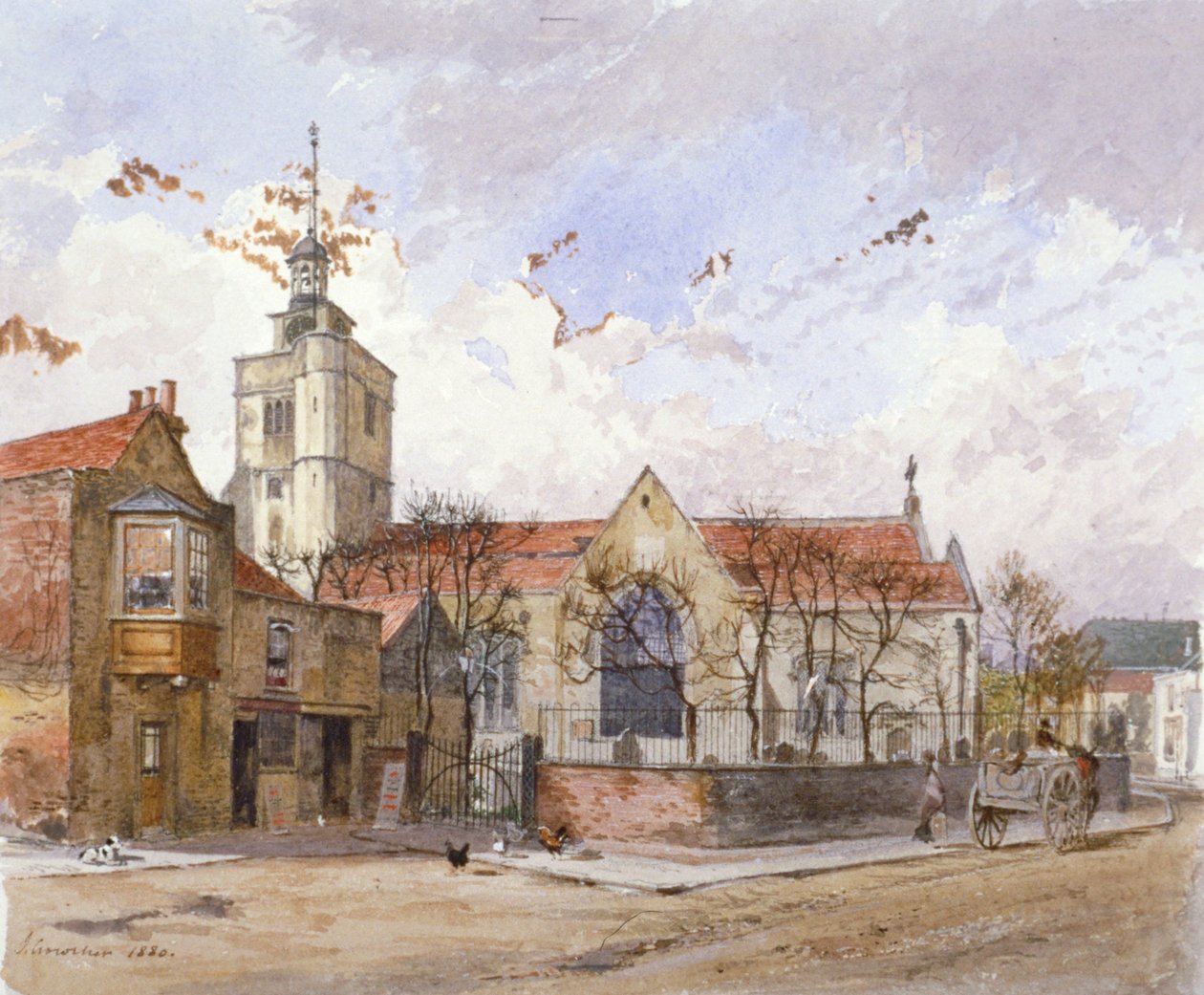 Vista da Igreja de São Paulo, Hammersmith, Londres, 1880.     de John Crowther