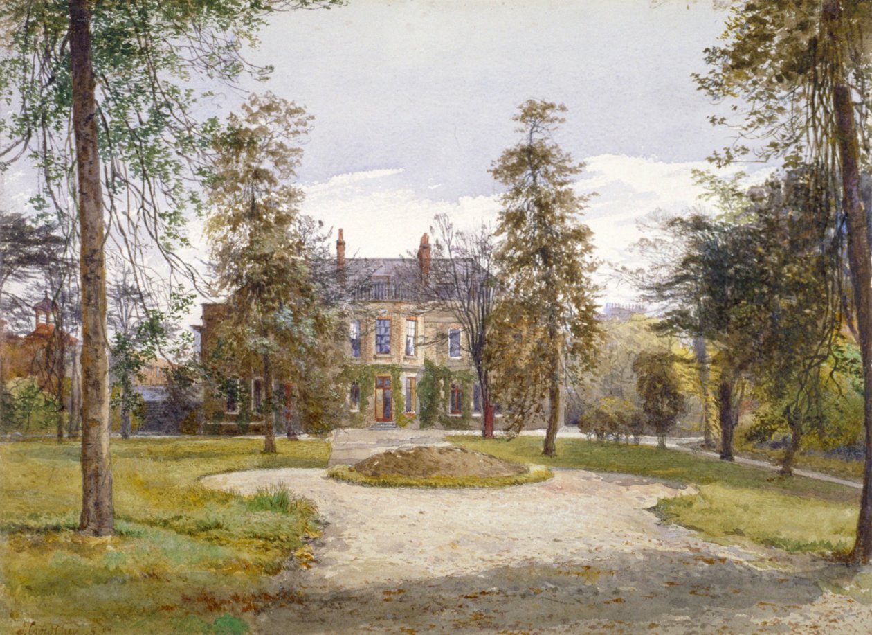 Vista da Stockwell Park House do jardim, Lambeth, Londres, 1887 de John Crowther