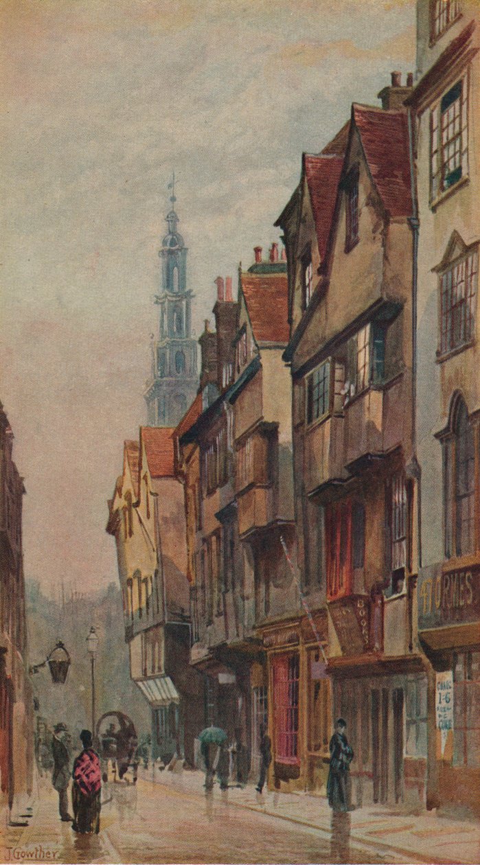 Vista da rua Wych, Westminster, olhando para leste a partir do gateway New Inn, Londres, c1880 de John Crowther