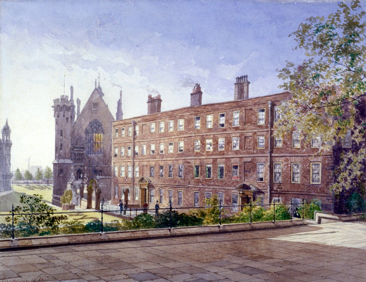 Vista do Garden Court nos 3 e 4, Middle Temple, Londres, 1883.         de John Crowther