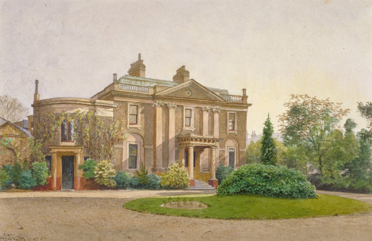 Vista da frente da Carroun House, South Lambeth Road, Lambeth, Londres, 1887 de John Crowther
