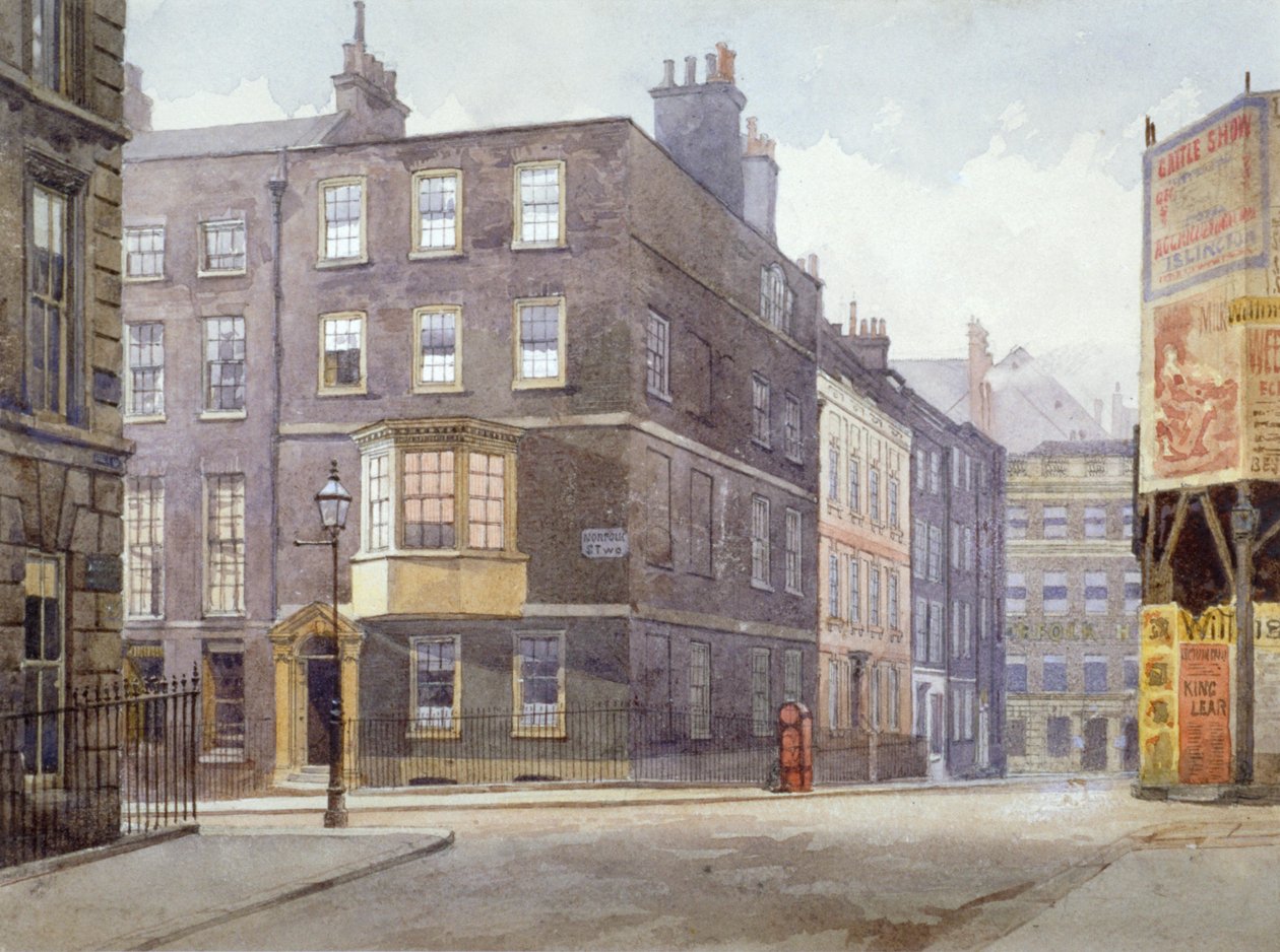 Vista da junção da Howard Street com a Norfolk Street, Londres, 1880 de John Crowther