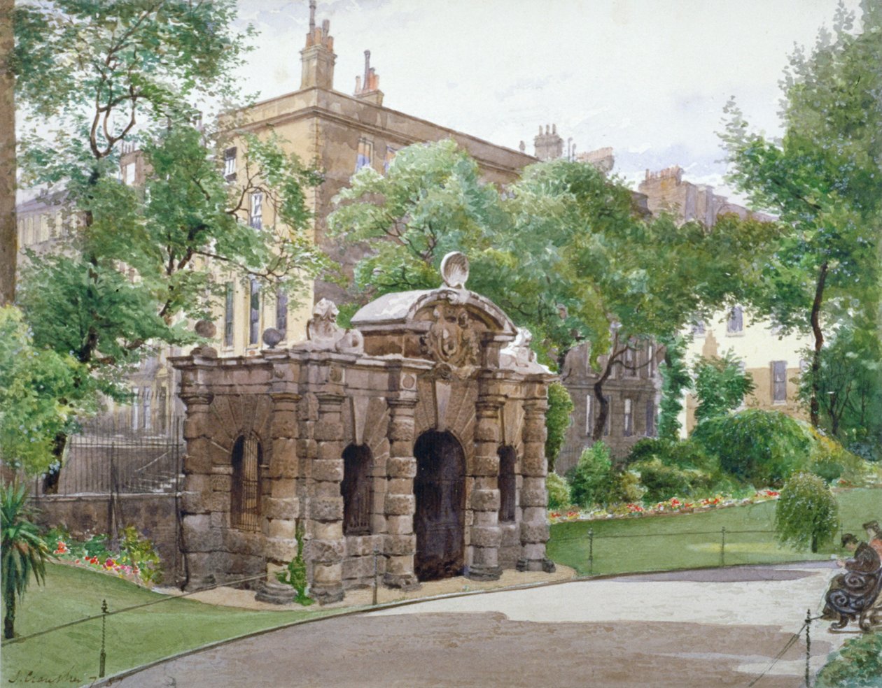 Vista da frente sul de York Watergate, Buckingham Street, Westminster, Londres, 1887 de John Crowther