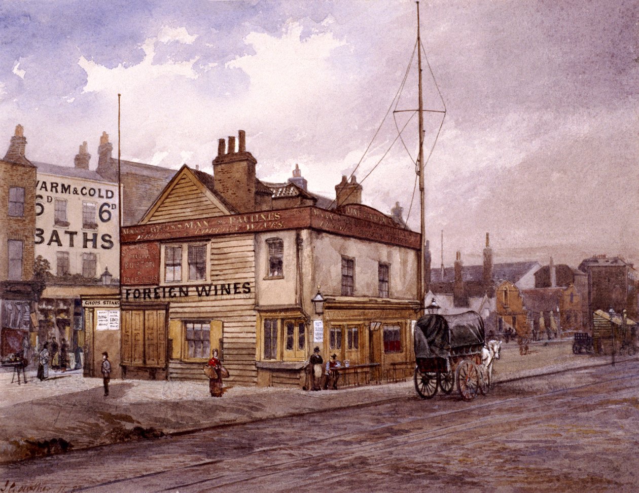 Vine Tavern, Mile End Road, Stepney, Londres, c1883 de John Crowther