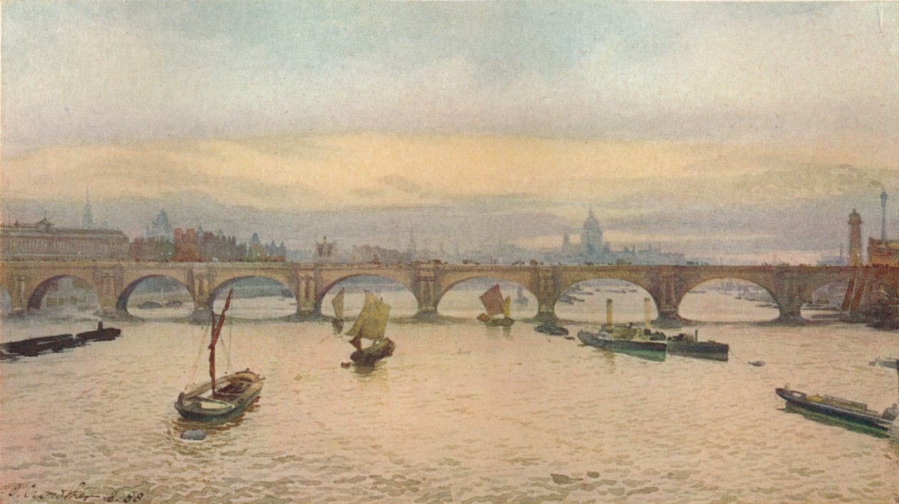Ponte de Waterloo da ponte ferroviária de Charing Cross, 1888 1926 de John Crowther