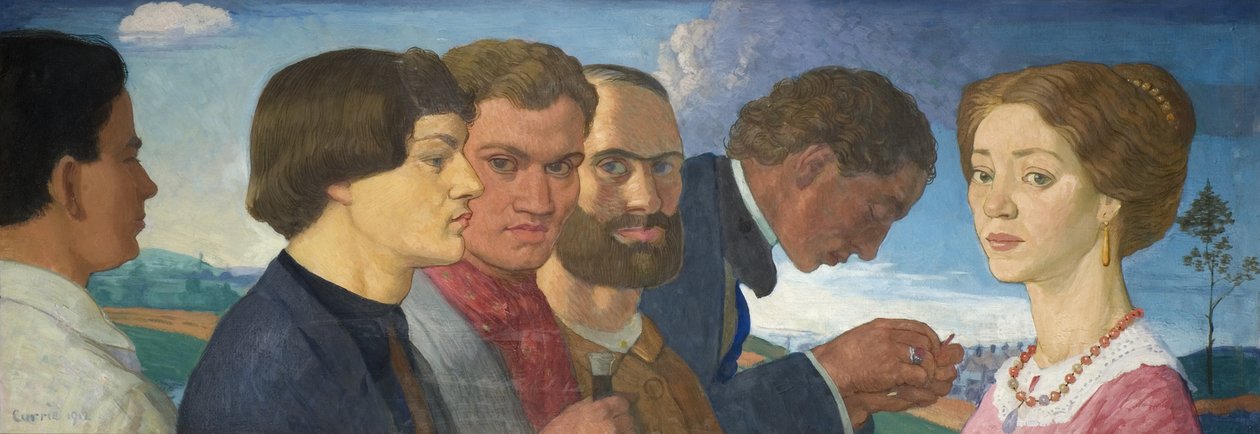 Alguns primitivos posteriores e Madame Tisceron, 1912 (têmpera sobre tela) de John Currie