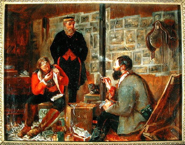 Estudo para uma Chegada de Boas-vindas, c.1855-56 (óleo sobre tela) de John Dalbiac Luard