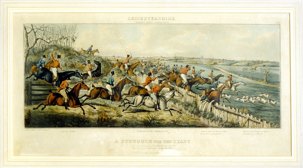 A Struggle for a Start, The Leicestershires, gravada por Henry Alken (1785-1851) 1825 (gravação a cores) de John Dean (after) Paul