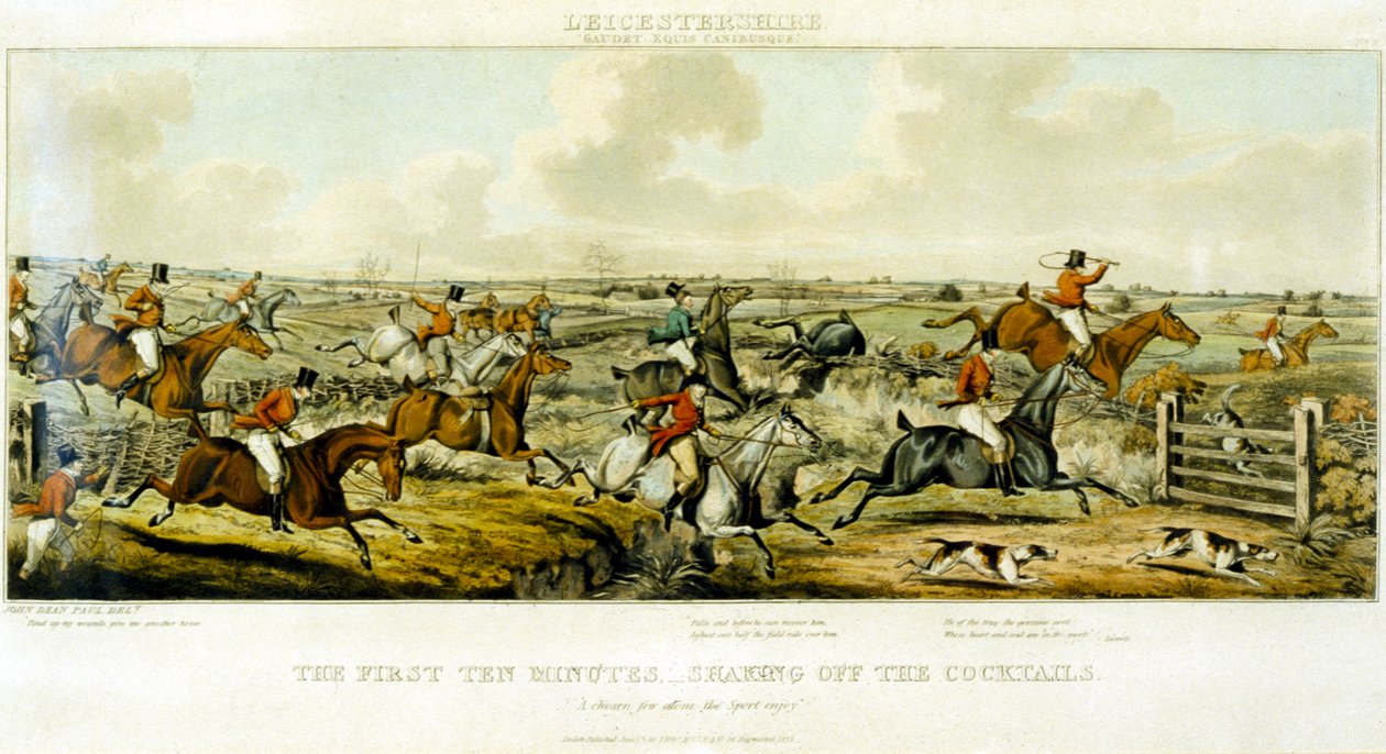 The First Ten Minutes, The Leicestershires, gravada por Henry Alken (1785-1851) 1825 (gravação a cores) de John Dean (after) Paul