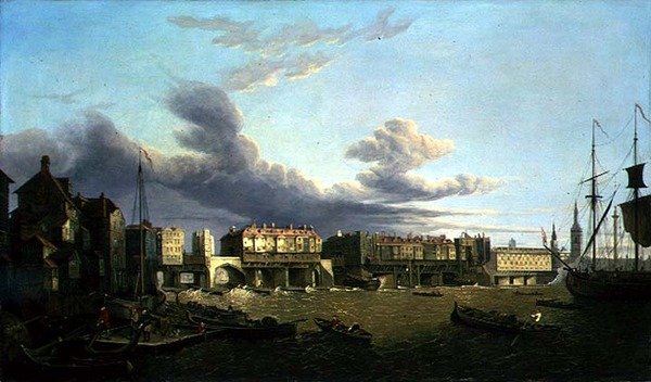 Vista da Old London Bridge como era em 1747 (óleo sobre tela) de John Dean Paul