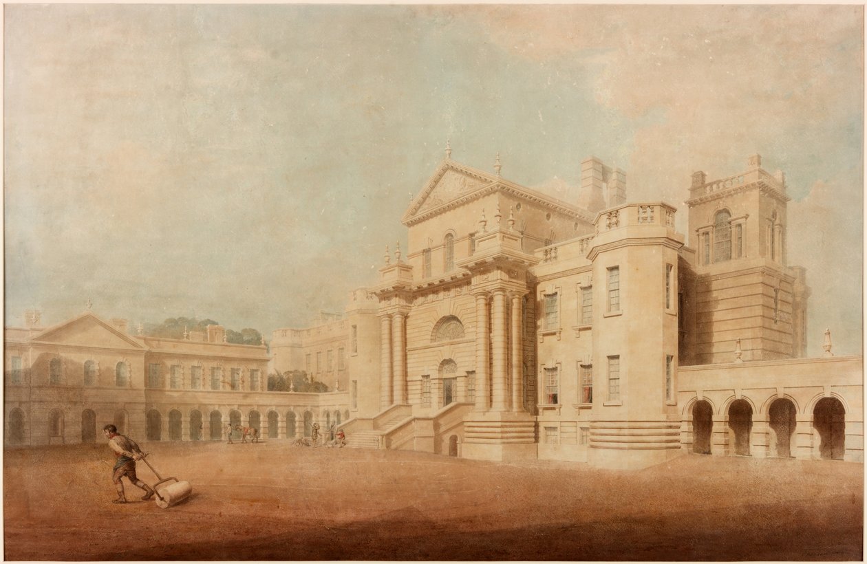 Seaton Delaval Hall (caneta, tinta, lápis e wc no papel) de John Dobson