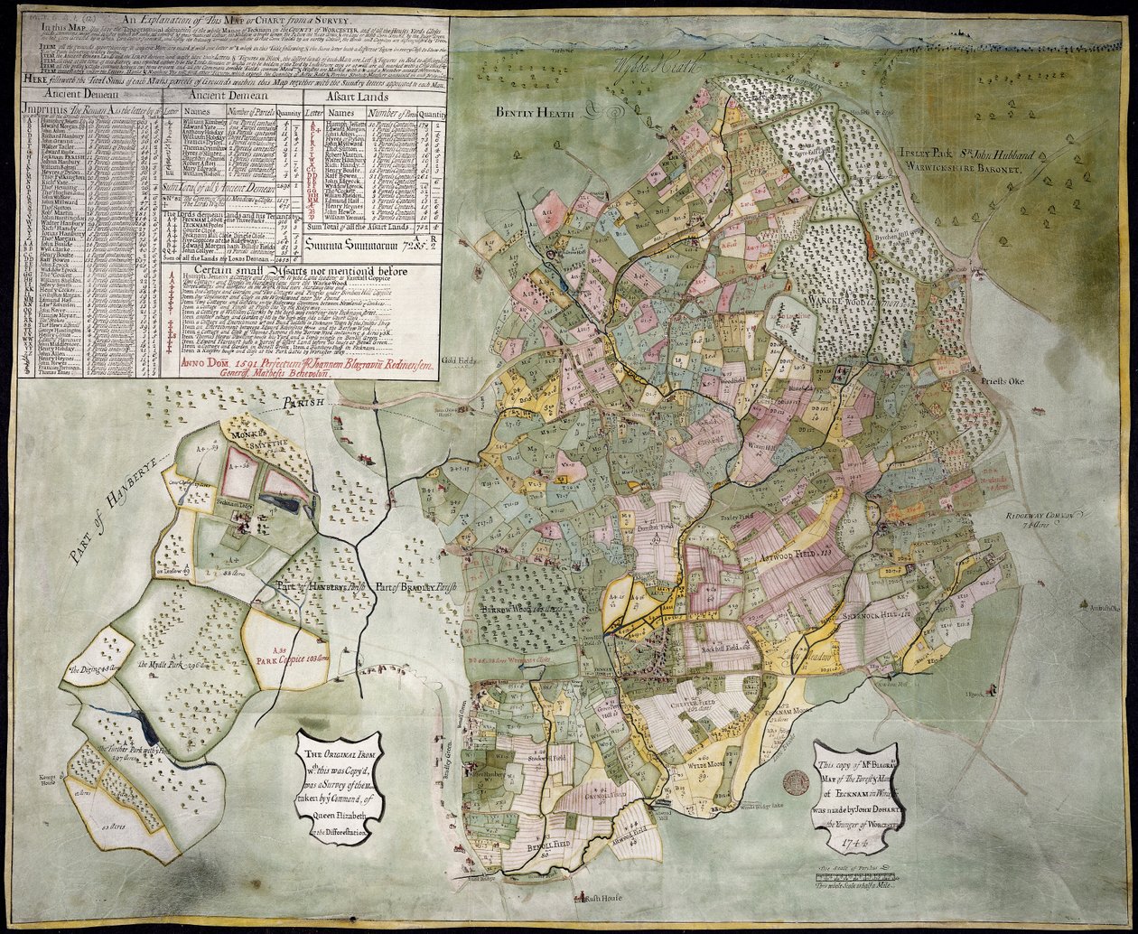 Mapa da floresta e da mansão de Fecknam (Feckenham) de John Doharty