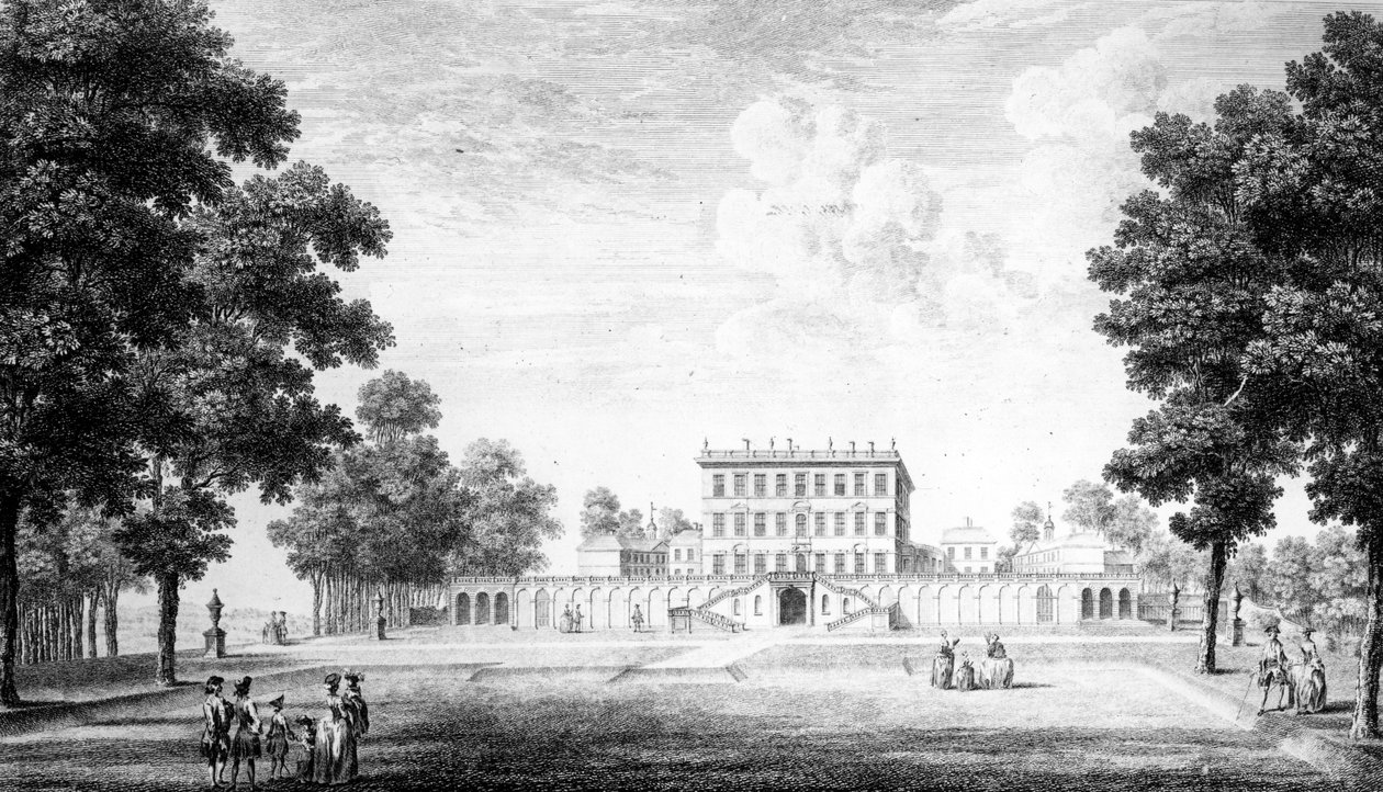 A frente do jardim de Cliveden House no condado de Bucks, 1753 de John Donowell