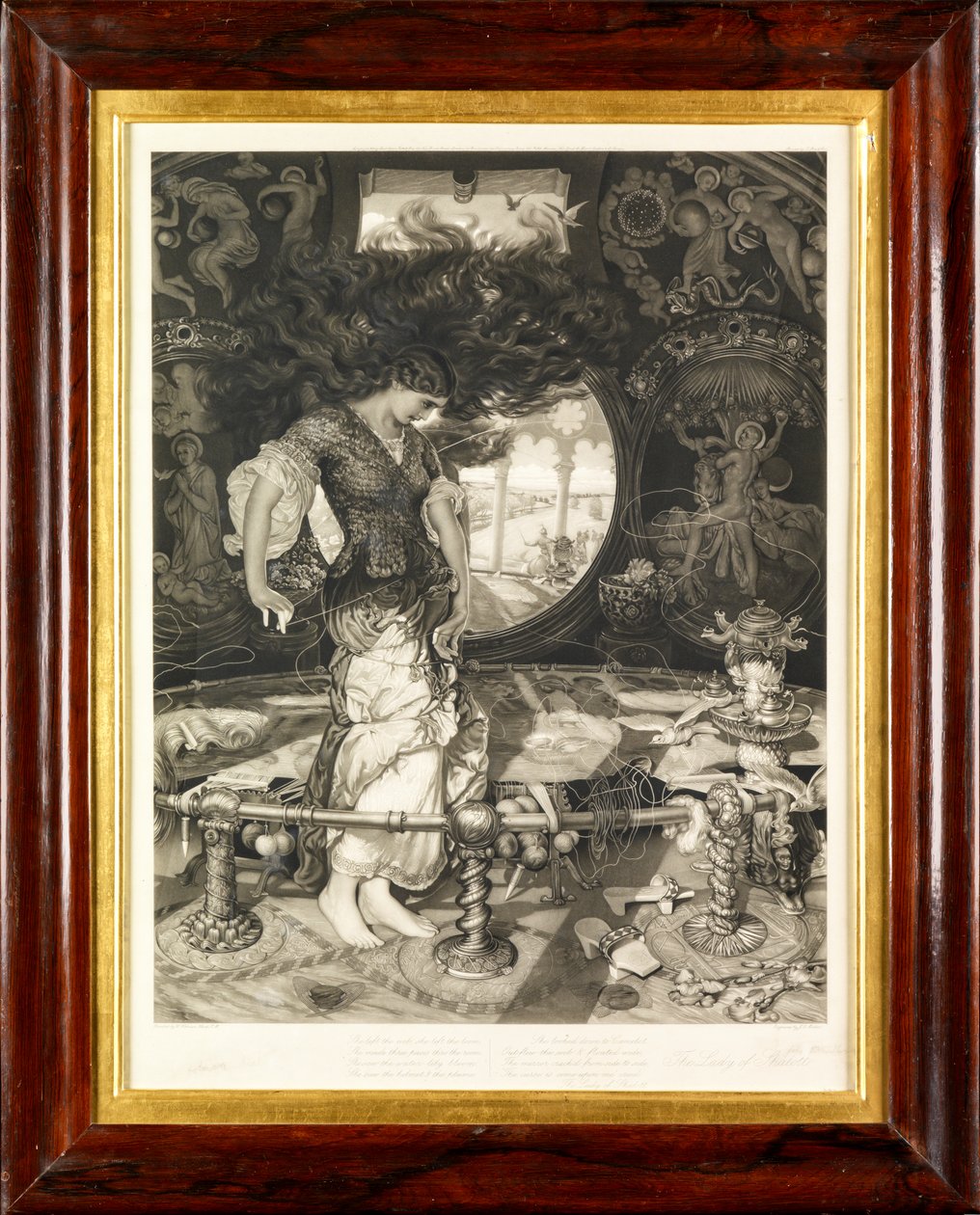 A Senhora de Shalott (mezzotint) de John Douglas Miller