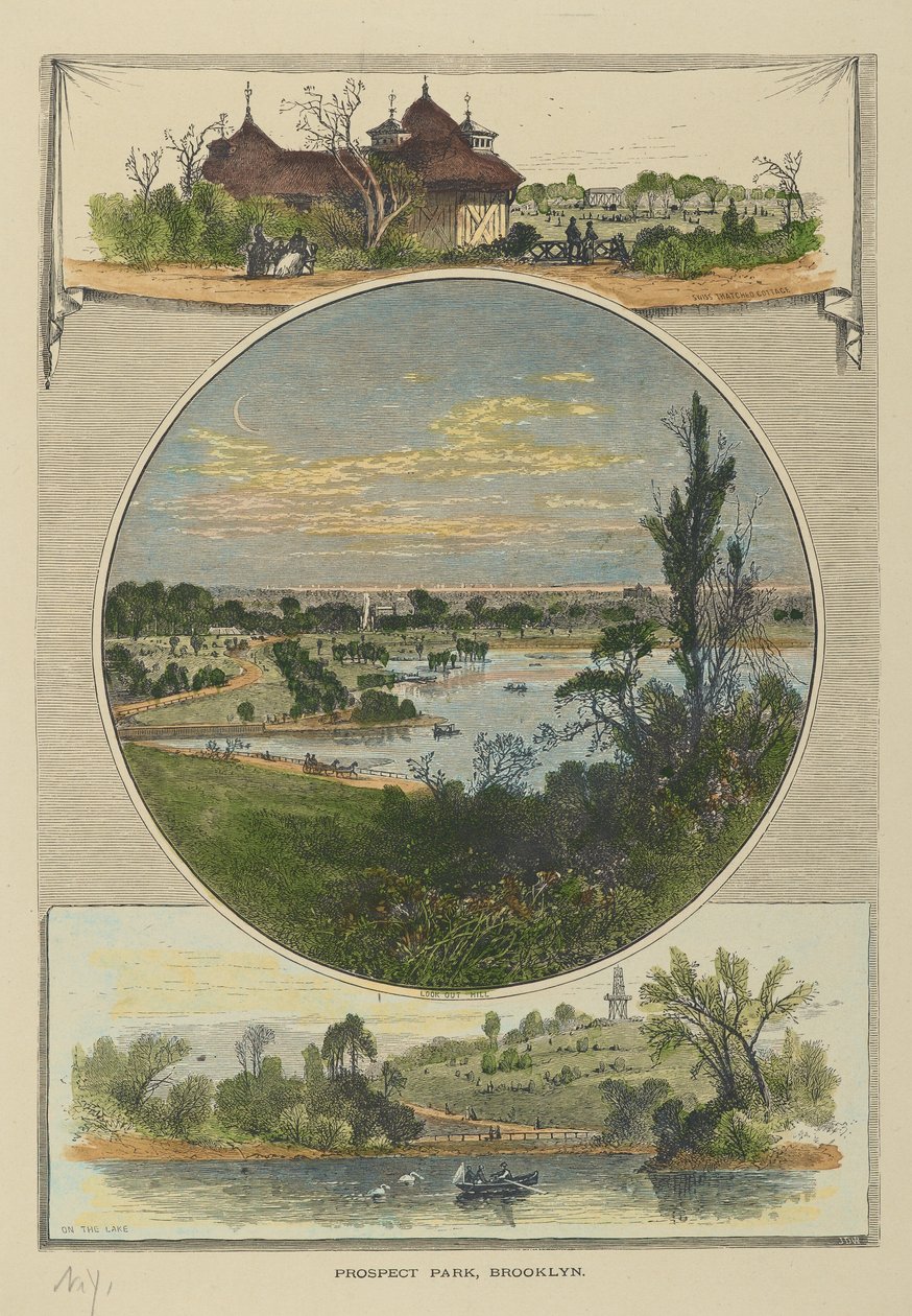 Prospect Park, Brooklyn (gravura colorida à mão) de John Douglas Woodward