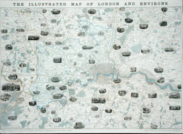 The Illustrated Map of London and Environs, c.1845-55 (cor litho) de John Dower