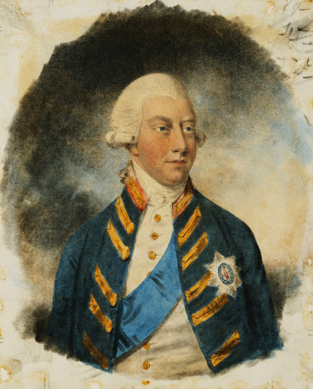 Retrato do rei George III, pequeno comprimento médio, vestindo uniforme de Windsor e fita e estrela da liga, 1787 de John Dowman
