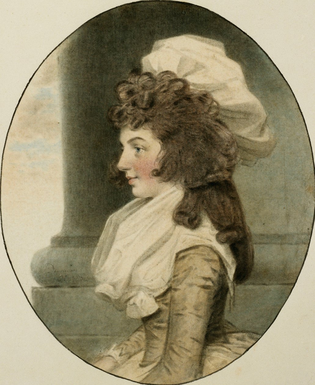 Retrato de Sarah Whitmore, sentado por uma coluna, 1787 de John Dowman