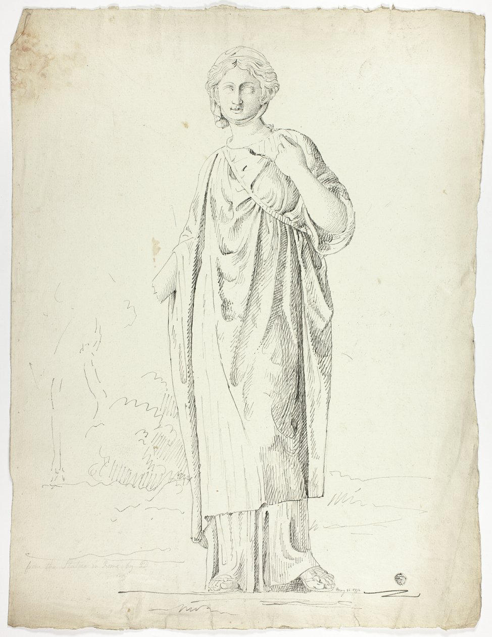 Estátua Antiga de Mulher Drapejada em Pé de John Downman