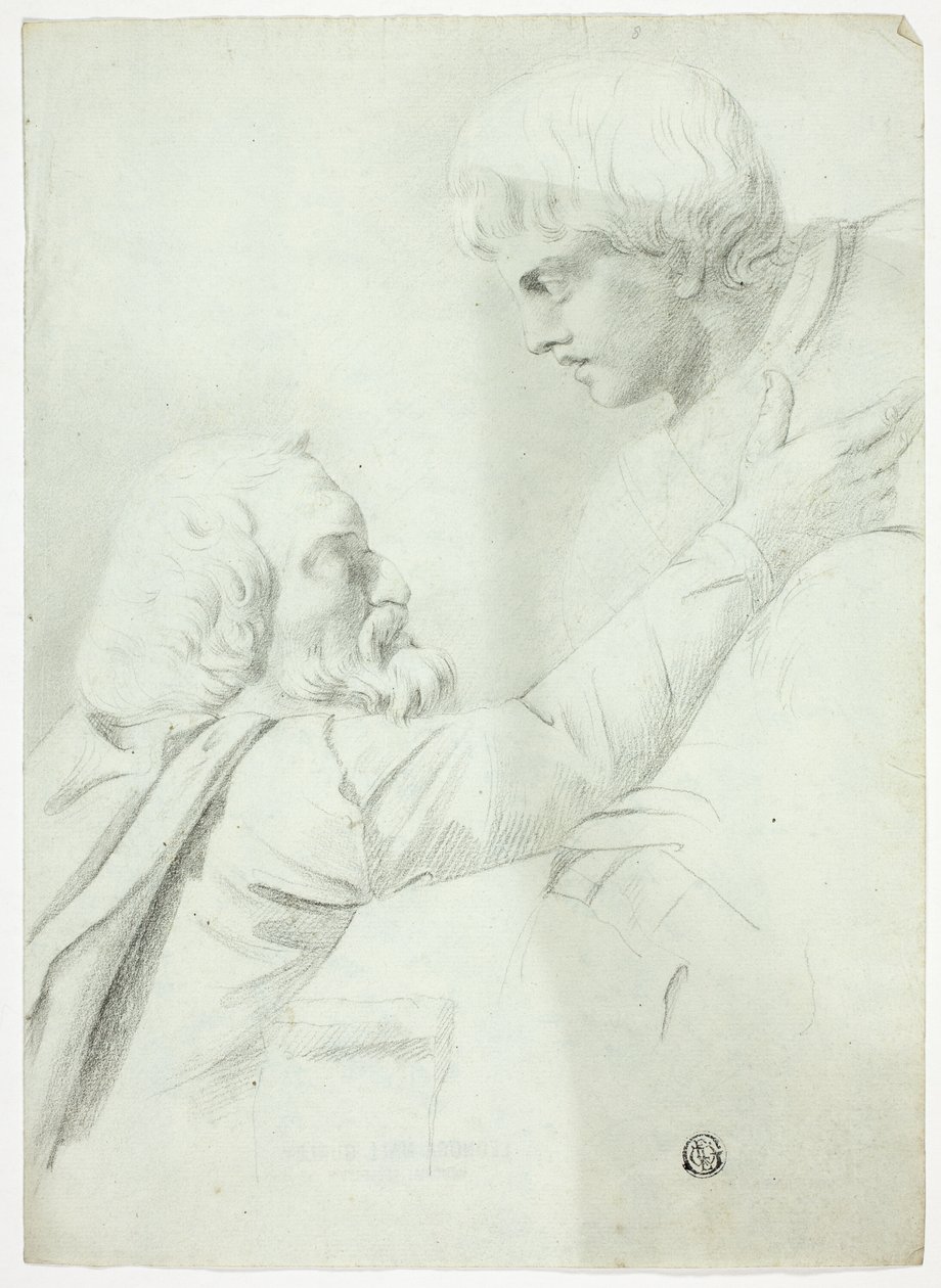 Homem e rapaz barbudo (de Bas-Relief) de John Downman