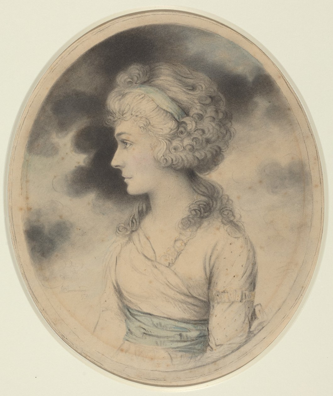 Retrato de uma mulher com faixa azul de John Downman