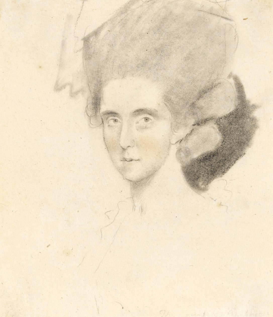 A Condessa de Strathmore, 1781 (lápis com giz preto e vermelho sobre papel) de John Downman
