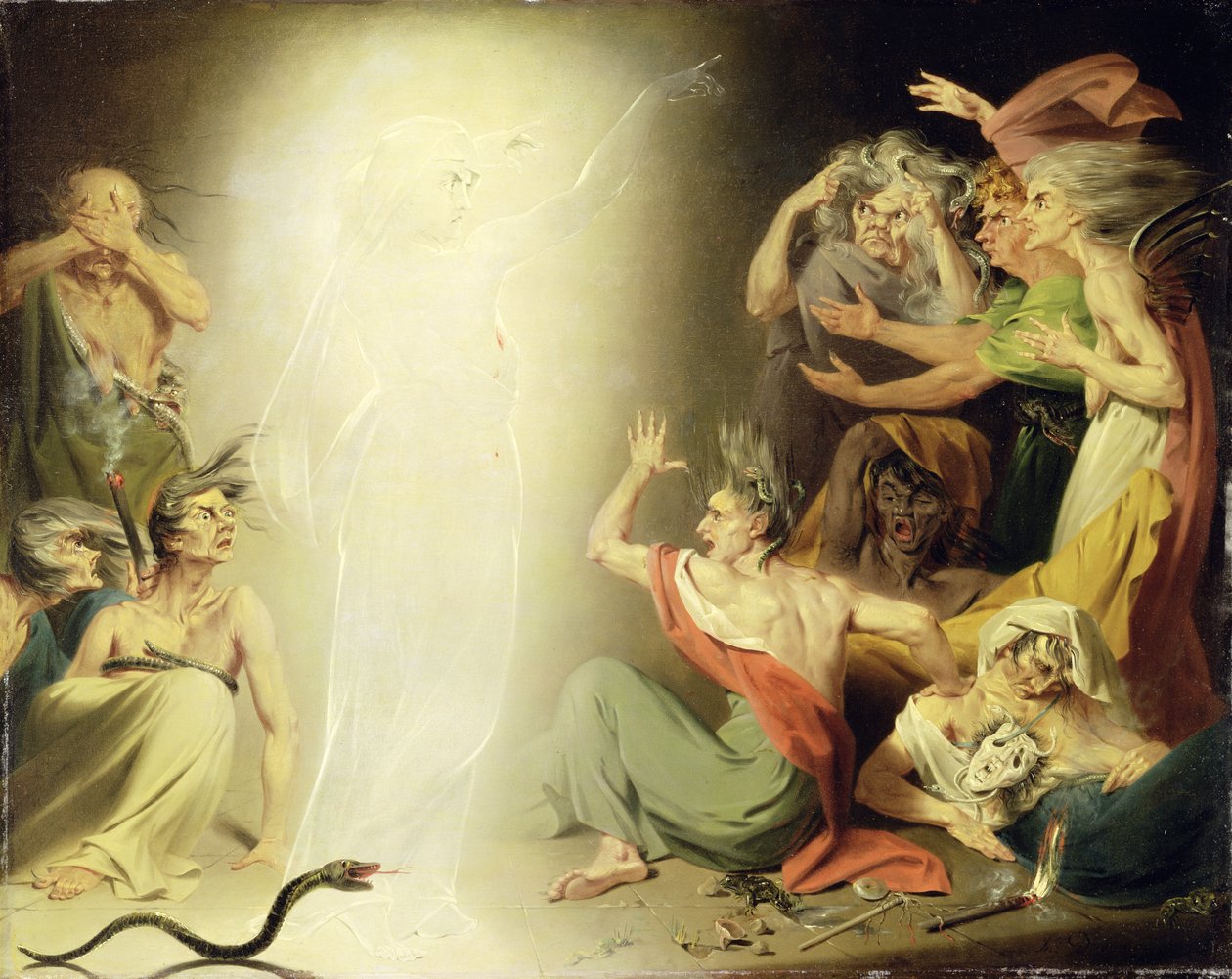 O Fantasma de Clitemnestra Despertando as Fúrias, 1781 de John Downman