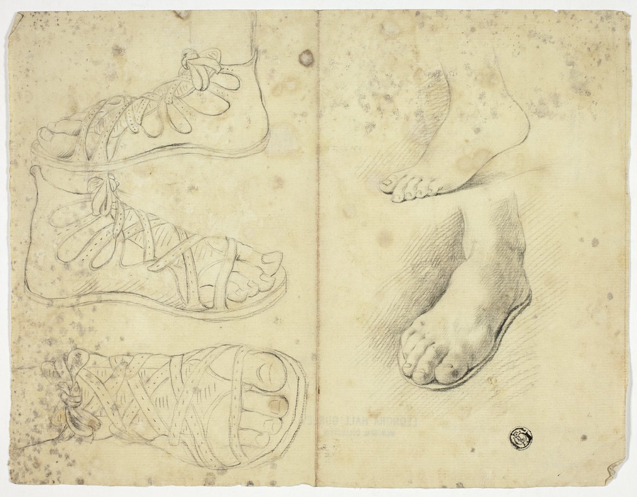 Dois pés descalços e três pés com sandálias de John Downman