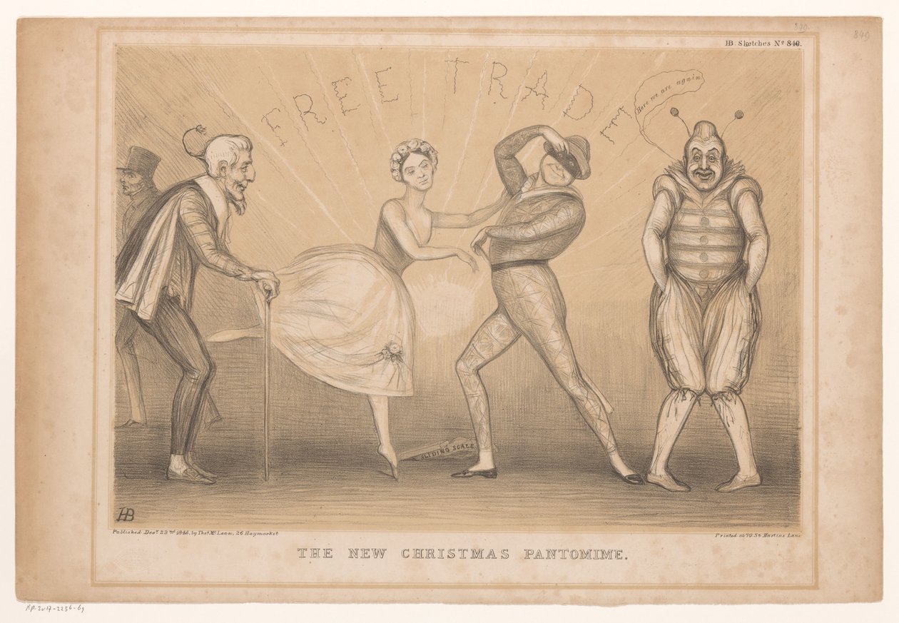 Spotprent met kerstvoorstelling
A nova pantomima de Natal (título sobre o objecto)
HB Sketches (título da série sobre o objecto) de John Doyle