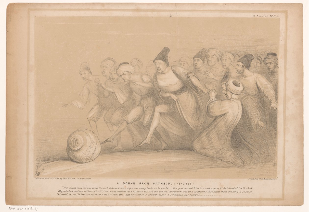 Spotprent conheceu o premier Peel Uma cena de Vatheck. (realizado) (título no objeto) HB Sketches (título da série no objeto) de John Doyle