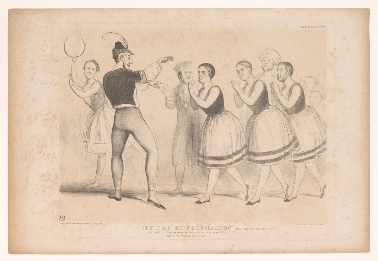 Spotprent op de Engelse binnenlandse politiek
O pas de facination (do ballet de Alma) Como ultimamente realizado pelos criados de Sua Majestade / Com um novo elenco de personagens (título sobre o objecto)
HB Sketches (título da série sobre o objecto) de John Doyle